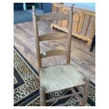 Oak Ladder-Back Rocking Chair with Woven Seat