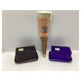 Sam Adams Tap Handle and Glass Butter Dishes