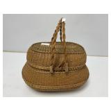 Woven Double-Handled Lidded Basket