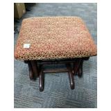 Wooden Rocking Footstool With Red Upholstery
