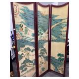 3-Panel Folding Screen With Scenic Artwork