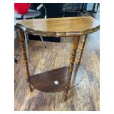 Two-Tier Wooden Side Table with Scalloped Edges