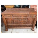 Quarter-Sawn Oak Buffet with Brass Hardware