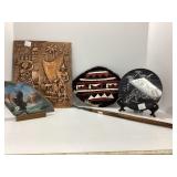 Decorative Items Including Plaques, Plate, and Art
