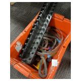 Orange Storage Bin with Mixed Hardware