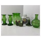 Green Glassware and Ceramic Jar