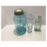 Three Glass Bottles Including Ball Perfect Mason