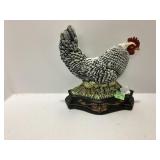 Painted Cast Metal Hen and Chicks Figurine