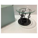 Metal Skeleton Candle Holder With Glass Plate