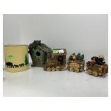 Bear-Themed Ceramic and Resin Decor Set