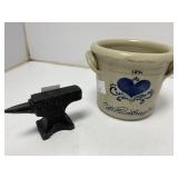 Miniature 1913 Cast Iron Anvil and Crock