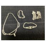Silver-Tone Rhinestone Jewelry Set