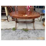 Oval Wooden Dining Table with Pedestal Base