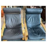 Modern Faux Leather Armchairs Pair