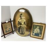Three Framed Vintage Religious Prints and Portrait