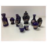 Cobalt Blue Porcelain Decorative Vases and Cups