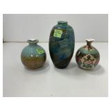 Three Ceramic Art Pottery Vases
