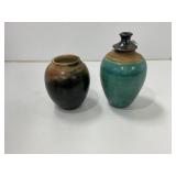 Glazed Pottery Vases Signed 'Don'