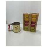 Floral-Tin Sifter and World Market Ramekins Set