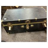 Black Wood and Metal Storage Trunk