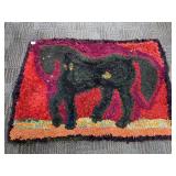 Handmade Rag Rug Depicting a Horse, 27x36
