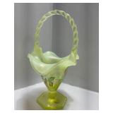 Fenton Custard Glass Hand-Painted Basket