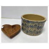 Heart-Shaped Wooden Bowl and Robinson Ransbottom C