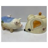 Two Ceramic Animal-Themed Cookie Jars