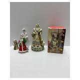 Holiday Figurines and Fitz and Floyd Crystal Vase