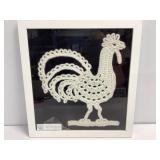 Framed Crochet Rooster Artwork, 15x16