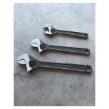 Adjustable wrenches 12 inch, 10 inch, 8 inch