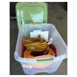 Large clear tote with Group of extension cords