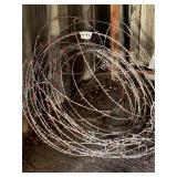 Barbed wire, steel beackets