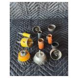 Group of wire brushes, and Hole saws