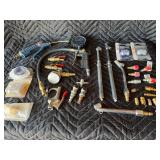 Group of air gauges, ball, tire, chucks,...