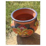 Handpainted terra-cotta pot 17 inch diameter