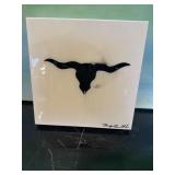 Signed Longhorn Artwork with Resin Coating