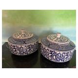 Blue and White Porcelain August Lidded Jars