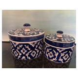 Blue and White Canisters (set of 2)