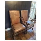 Carved Leather Armchairs