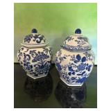 Blue and White Lidded Ginger Jars