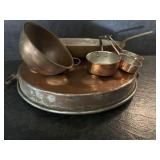 Antique Copper Bowl; Measuring Cups; and more