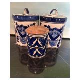Blue and White Canisters