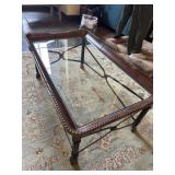 Maitland-Smith Leather and Steel Coffee Table