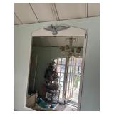 Large Painted Wood Mirror with Decorative Eagle