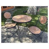 Small Outdoor Metal Mosaic Table and Chairs
