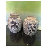 Vintage Ceramic Double Happiness Ginger Jars