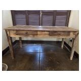 Rustic Wood Table with Drawers