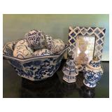 Blue & White Porcelain Bowl, Decorative Balls
