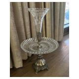 Silver Plate and Crystal Two-tier Epergne